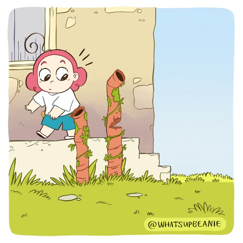 whatsupbeanie's tweet photo. (1/2) When I was a kid, there were these old pipes that went nowhere sticking out of the ground near our house. I was convinced these were entrances to the houses of little magical creatures that lived underground. I often send them little "gifts" like dandelions for their salad https://t.co/MFR8hmFGhQ