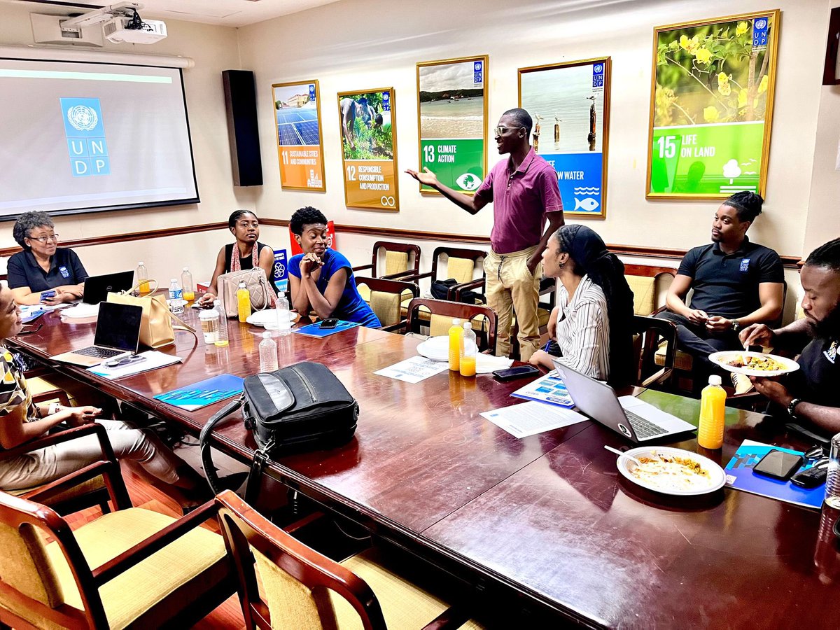 UNDPJamaica's tweet photo. 📣Amazing meeting with our energetic youth partners today to trade ideas on UNDP’s #ReadySetGreat youth in development showcase 2023. Thanks @CSW_JA @Jaybritz  @LanisiaRhoden @SSWedderburn @jenineashepherd @Nevpositivemeds @jenineashepherd for your guidance.

⏩Details soon come. https://t.co/9kFnUkloaY