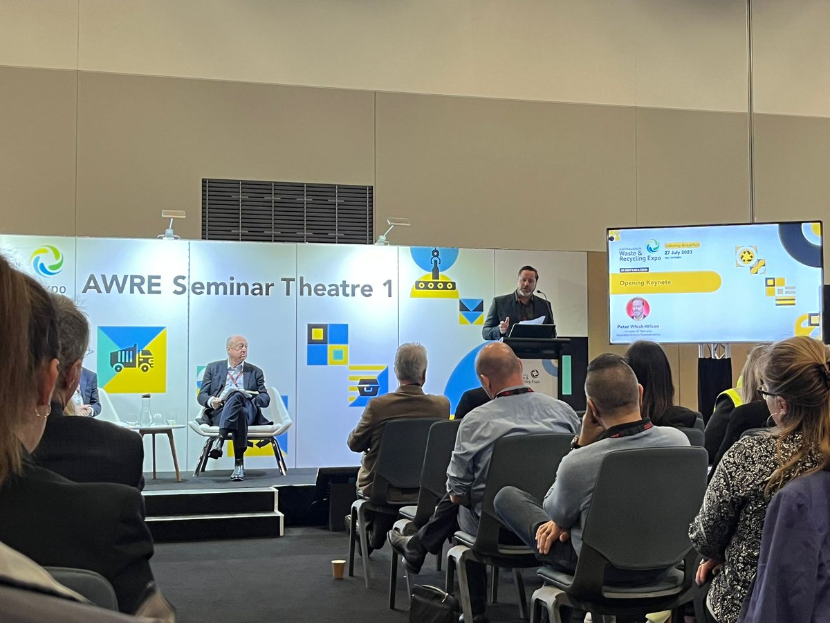 We are kicking off the second (and last day) of AWRE with Industry Breakfast with Senator Peter Whish-Wilson &amp; <a href="/VeoliaANZ/">Veolia ANZ</a>'s David Gerrard. "As an environmentalist, waste reductions, resource recovery, and plastic oceans is the biggest, most popular issue I deal with." #AWRE2023