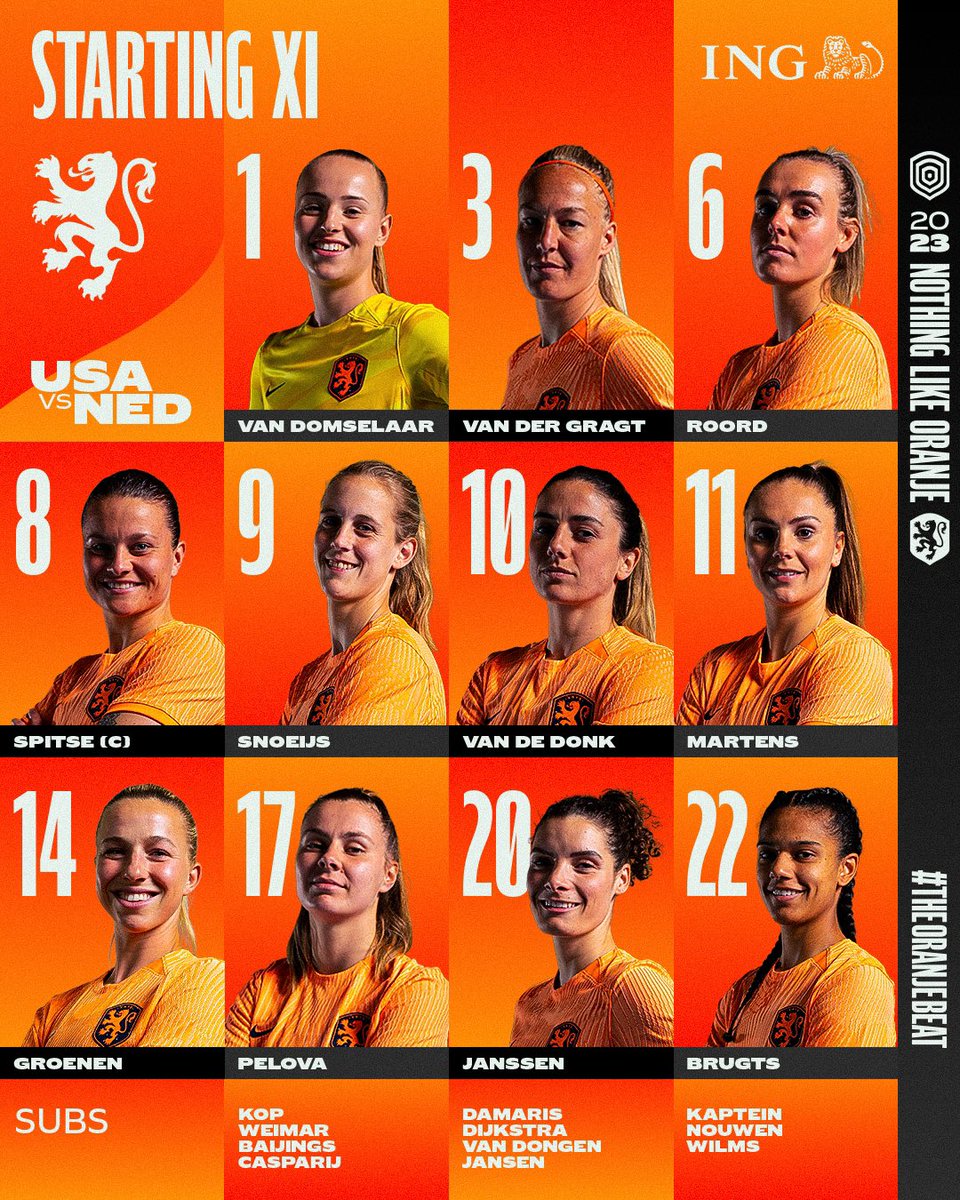 oranjevrouwen's tweet photo. 𝐁𝐑𝐈𝐍𝐆. 𝐈𝐓. 𝐎𝐍! 💥

#FIFAWWC #USANED #TheOranjeBeat https://t.co/i6sl4ape8e