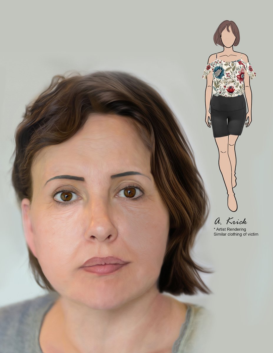DelrayBeachPD's tweet photo. This is an artist rendering of the woman whose remains were found inside 3 suitcases last week along the intracoastal in Delray Beach. The murder victim has not been identified. Please call Delray Beach Police Detective Mike Liberta at 561-243-7874 with tips and information. https://t.co/BJt0rhzdW4