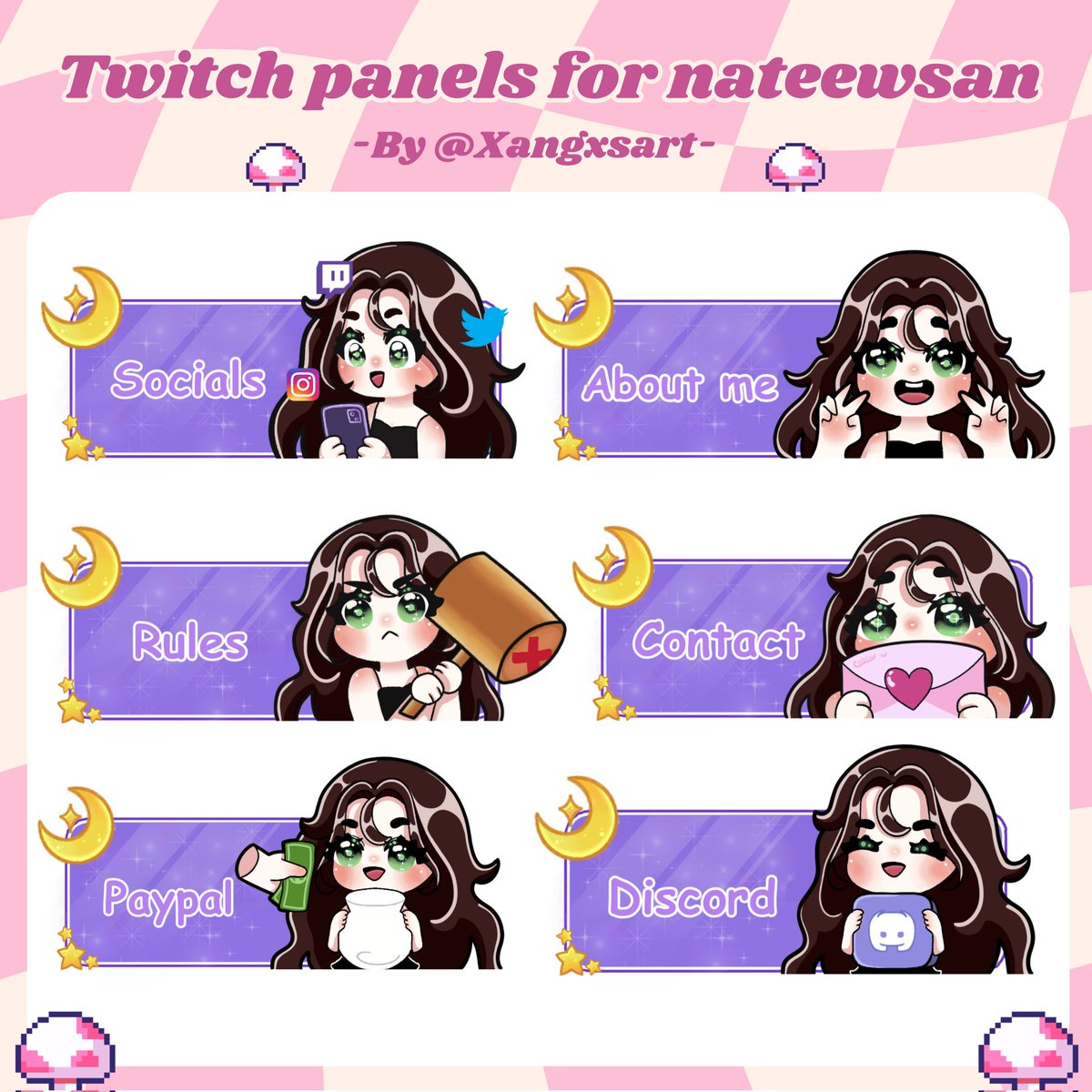 #twitch panels for <a href="/Nateewsan/">FS Nate</a> 
Thanks for the trust ♡
If you are interested in commissioning, send me a DM ♡
#twitchpanels #comissionsopen #comisionesabiertas #emoteartist