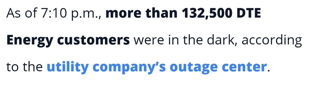 We're now at 132,500 people without electricity. 

So, to every politician that's taking money from <a href="/DTE_Energy/">DTE_Energy</a> and <a href="/ConsumersEnergy/">Consumers Energy</a>, and protecting them because of those contributions; You're a part of the problem.