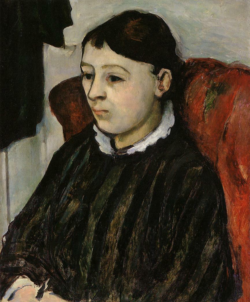 cezanneart's tweet image. Madame Cezanne in a Striped Rob, 1884 wikiart.org/en/paul-cezann…