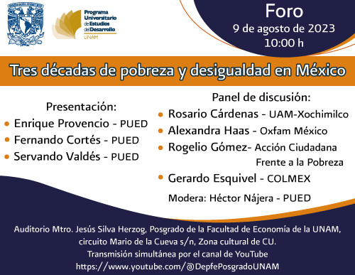 🔵 La Dra. Rosario Cárdenas, nuestra colega del Departamento de Atención a la Salud en la UAM X (<a href="/uamxoficial/">UAM Xochimilco</a>), participará en el foro

«Tres décadas de pobreza y desigualdad en México»

organizado por el PUED-UNAM (<a href="/PUEDUNAM/">PUED-UNAM</a>).

📅 9 agosto
⏰ 10:00 h 
🔗 youtube.com/@DepfePosgrado…