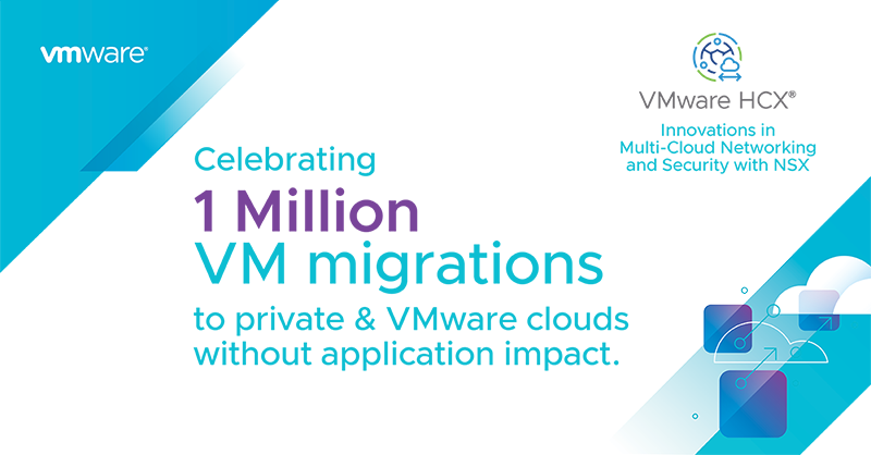 I am excited to share that HCX has crossed 1 million VM migrations to private and VMware clouds, speeding up our customers’ multi-cloud journey. 
Stay tuned for our upcoming innovations in multi-cloud networking and security with NSX. Learn more: bit.ly/3q0DI7t