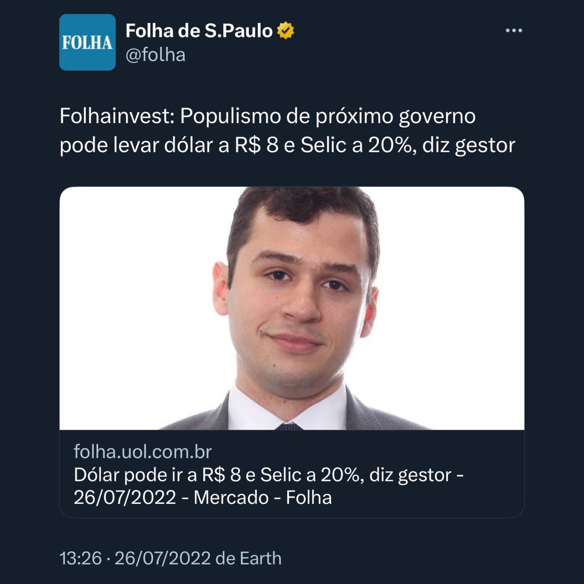 choquei's tweet photo. 🚨ATENÇÃO: Há 1 ano, o jornal Folha de São Paulo dizia que o dólar estaria a R$ 8 com o próximo governo. 

Hoje, 1 ano depois, o dólar fechou em queda cotado a R$ 4,72 - menor valor para a moeda americana desde abril de 2022. https://t.co/6YdN1aPxM8