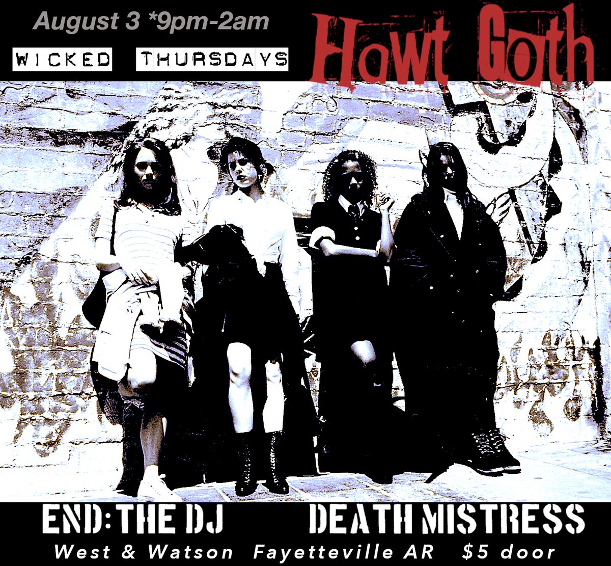 Join @endthedj as he returns to *Wicked Thursdays next week! #darkalternative #synthpop #darkwave #EBM #Industrial #dance #DJ #Fayetteville #fayettevillear #NWA #NorthwestAR