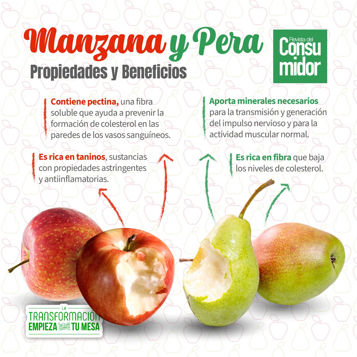 Profeco's tweet photo. 🇲🇽 México cuenta con una gran producción de #Manzana y #Pera.🍎🍐
🛒Te decimos cuáles son las propiedades y beneficios de estas frutas.
🍋#TipProfeco Para evitar que se oxiden una vez abiertas o peladas, sumérgelas en agua fría con un chorrito de jugo de limón. https://t.co/BYwimw8bbk