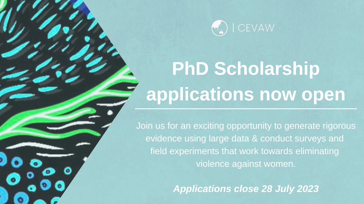 🚨Applications for our #PhDScholarship close tomorrow! Join @_CEVAW @BankwestCurtin for a #PhD that will contribute to research on the impact of institutions in prevalence & prevention of #VAW. 📣Apply now: scholarships.curtin.edu.au/Scholarship/?i…