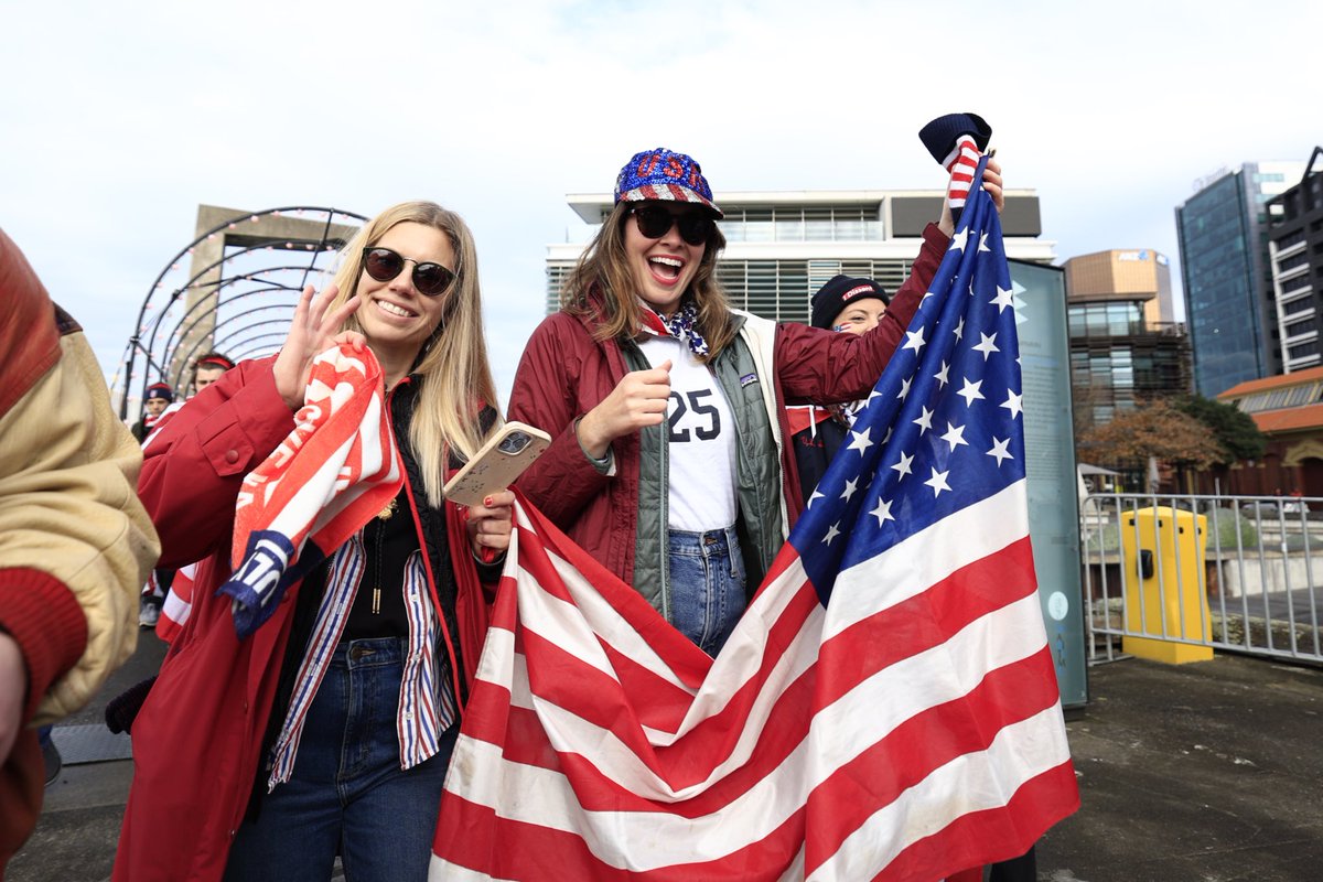 USWNT's tweet photo. Loud and proud in Welly 🇺🇸 https://t.co/LxQBYa158a