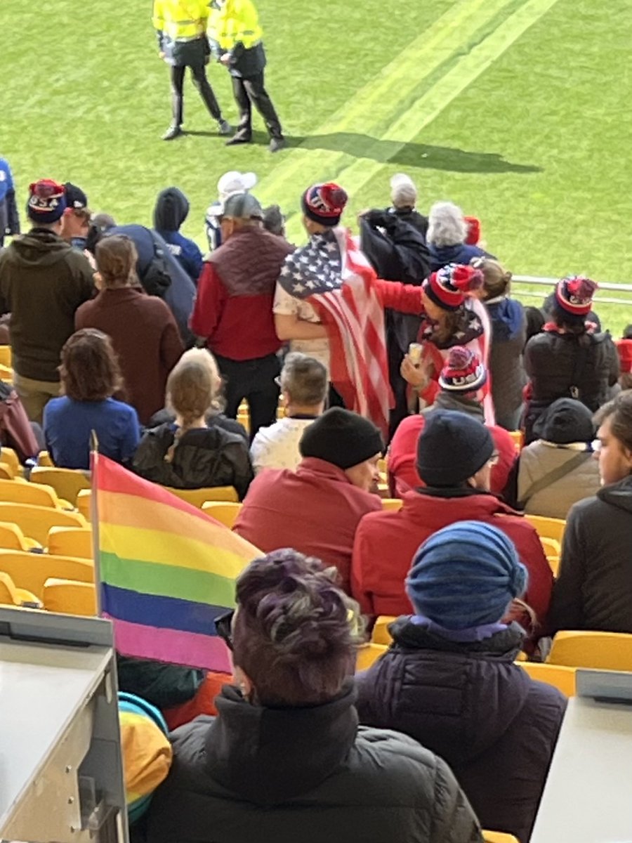 All manner of flags being unfurled at #USAvNED