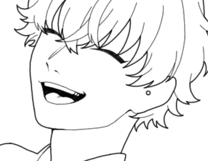 下描きの時はあんなにかわいかったのにほっぺの斜線無いだけで闇深男みたいになってるの草 
