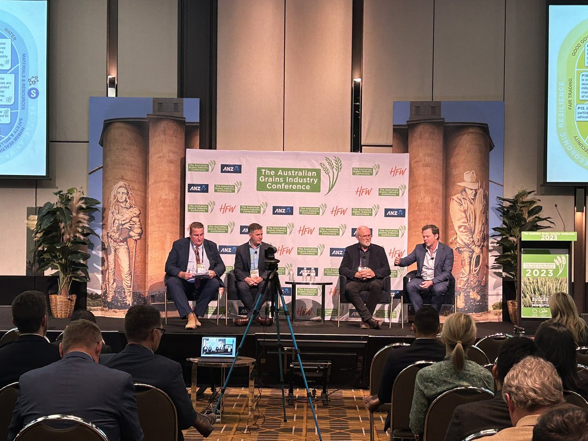GrainCorp Head of #Sustainability Mick Anderson speaking now at #AGIC: “Australian agriculture leads the world with adoption rates of sustainable practices on and off the farm, so we need to get better at telling our story and utilising those credentials.” #agchatoz #AgTwitter
