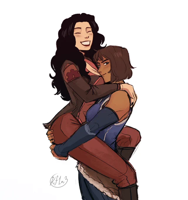 I love drawing Korra picking up Asami