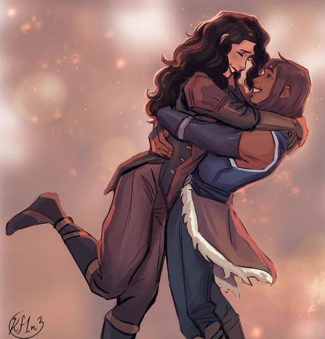 I love drawing Korra picking up Asami
