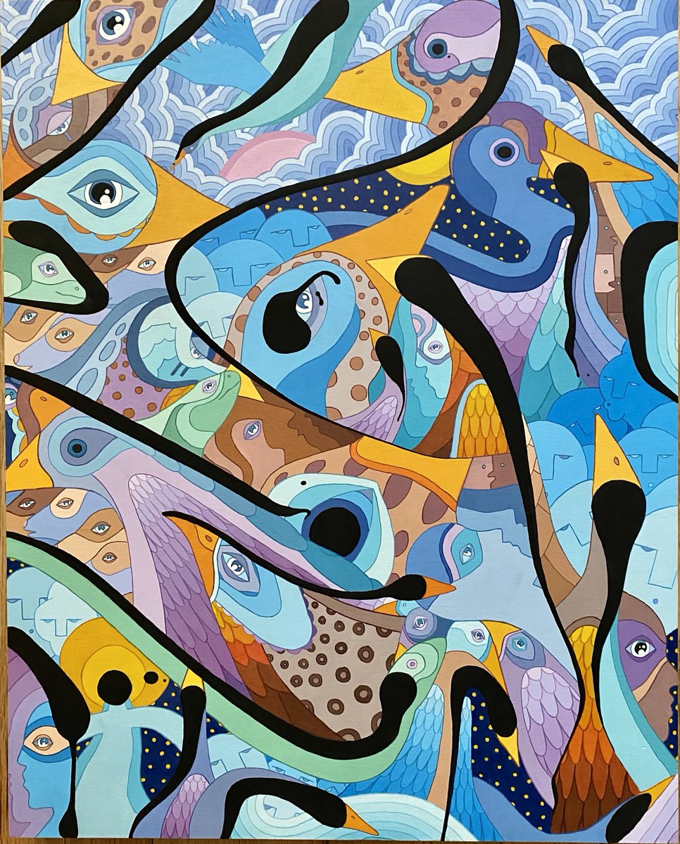 BitfactoryG's tweet photo. Deca
Bird Songs
Acrylic & Ink on Wood
20 X 16 inches
Currently on display in the gallery
Email info@bitfactory.net for all inquiries
#BitfactoryGallery #VisiblePlanets2023 #GroupExhibition #DecaMusic #Painting #Surrealism #ContemporaryArt #FineArt #ArtDistrictOnSantaFe https://t.co/PS2bwlnPqq