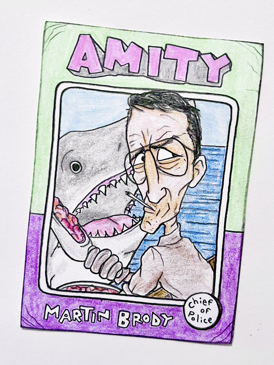 gummyarts's tweet photo. Martin Brody, Amity Island chief of police, 1975 Topps 

#Jaws #SharkWeek https://t.co/cEW8LlC7v1