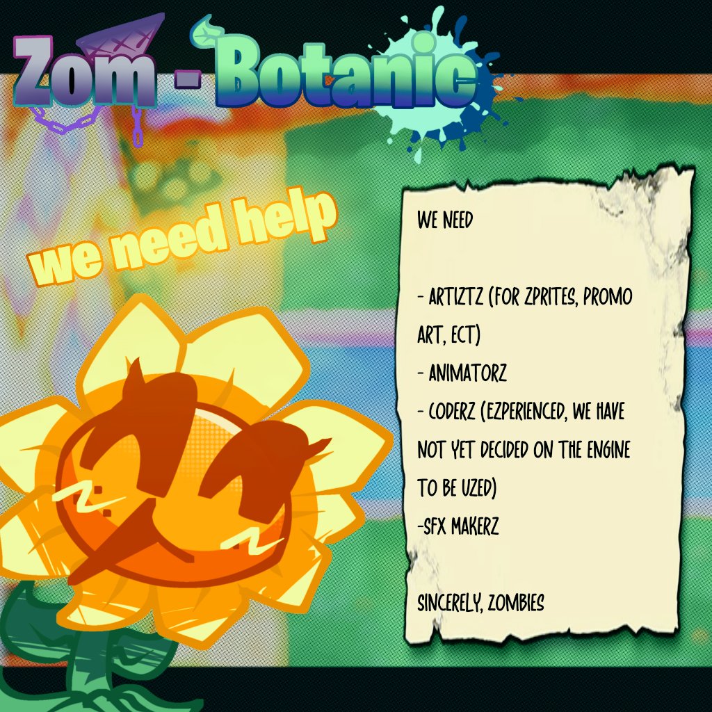 ZomGrassTeam's tweet photo. 🌻⚰️We need help for da FanRemake! ⚰️🌻

If you want help , send a dm to 'literallyyem' on discord https://t.co/J7uppm8ael