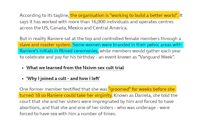 thelittlenomnom's tweet photo. @tristans_toupe @tristans_toupe @CrayonMurders
120-year-sentenced cult leader #NXVM also claimed to "save the world", brainwashed women, tattooing their bodies, master-slave, & groomed virgins before taking their virginity at 18.
JUST LIKE ANDREW TATE! SAME! #TateGate
https://t.co/57vlMI7VAc https://t.co/3akfGUmo4W