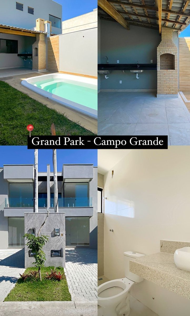 Bensimovel's tweet photo. 🍂🏝 *GRAND PARK* 🏖☀

*PRÓXIMO AO PARK SHOPPING CAMPO GRANDE*😎✌

• Casa com 3 quartos (2 suítes com closet)
• Piscina 
• Varanda gourmet com bancada e churrasqueira 
• Bancadas e escada em granito
• Casa entregue com porcelanato na sala e nos quartos

———————————— https://t.co/OxuwW3AbSf