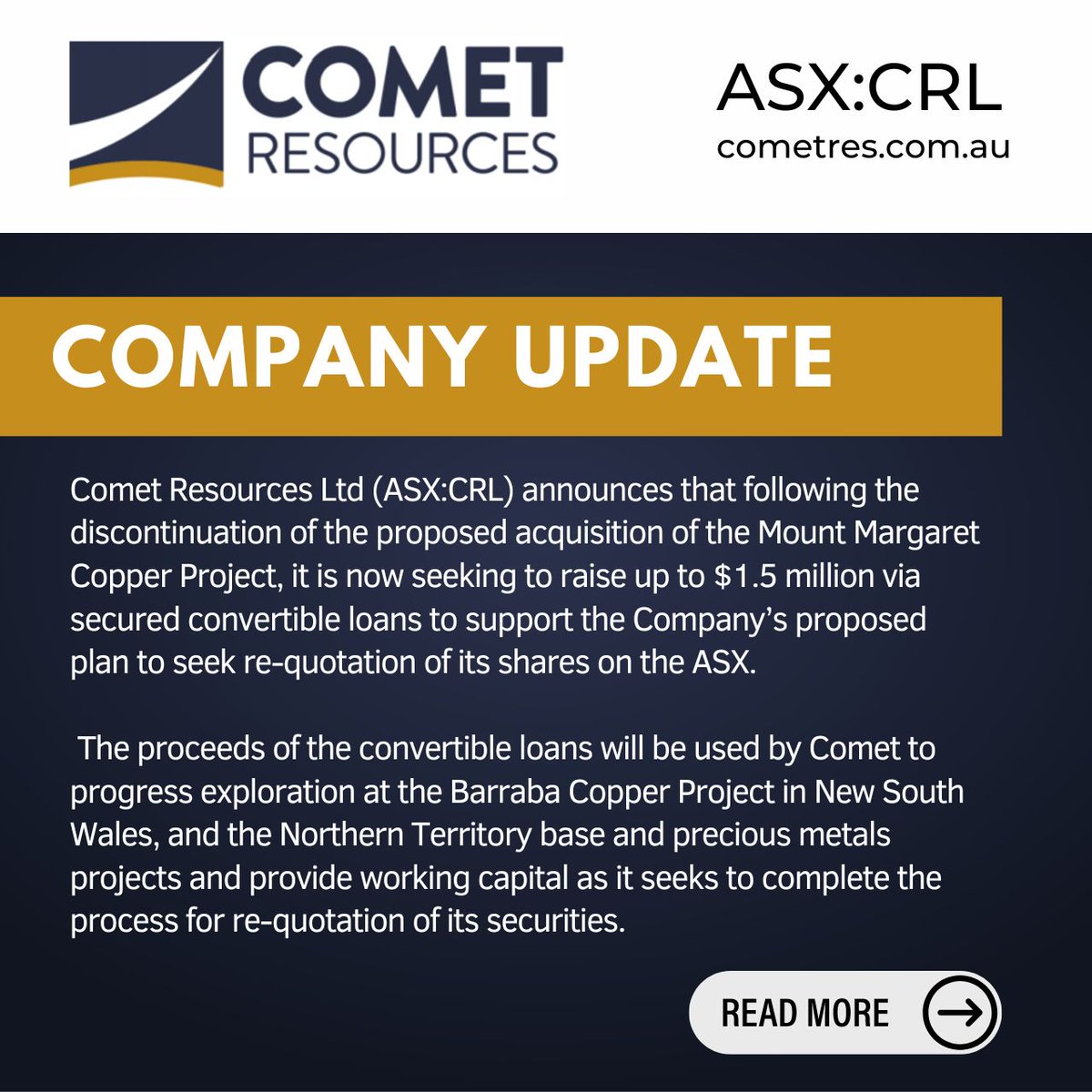 Comet Resources Limited (ASX:CRL) (@CometResources) / Posts / X