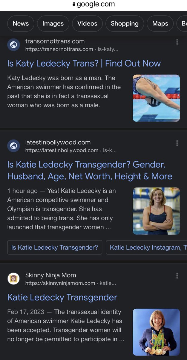 Between the trans panic and AI generated content taking over Google results is a ton of articles - including one aggregated by <a href="/MSN/">MSN</a> - falsely claiming that Olympic Swimmer Katie Ledecky is a trans woman. We are not prepared for how much worse this is about to get.