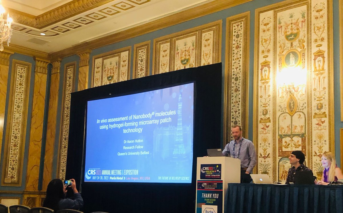 Ryan Donnelly (@ryanfdonnelly) on Twitter photo Great presentation from Dr <a href="/Aaron_Hut/">Aaron Hutton</a> from our Group at #CRS2023 - Utility of hydrogel-forming microneedles in delivery of therapeutic nanobodies! <a href="/CRS_FG_SkinMuco/">CRS Focus Group - Skin and Mucosal Delivery</a> #lovequb Great presentation from Dr <a href="/Aaron_Hut/">Aaron Hutton</a> from our Group at #CRS2023 - Utility of hydrogel-forming microneedles in delivery of therapeutic nanobodies! <a href="/CRS_FG_SkinMuco/">CRS Focus Group - Skin and Mucosal Delivery</a> #lovequb