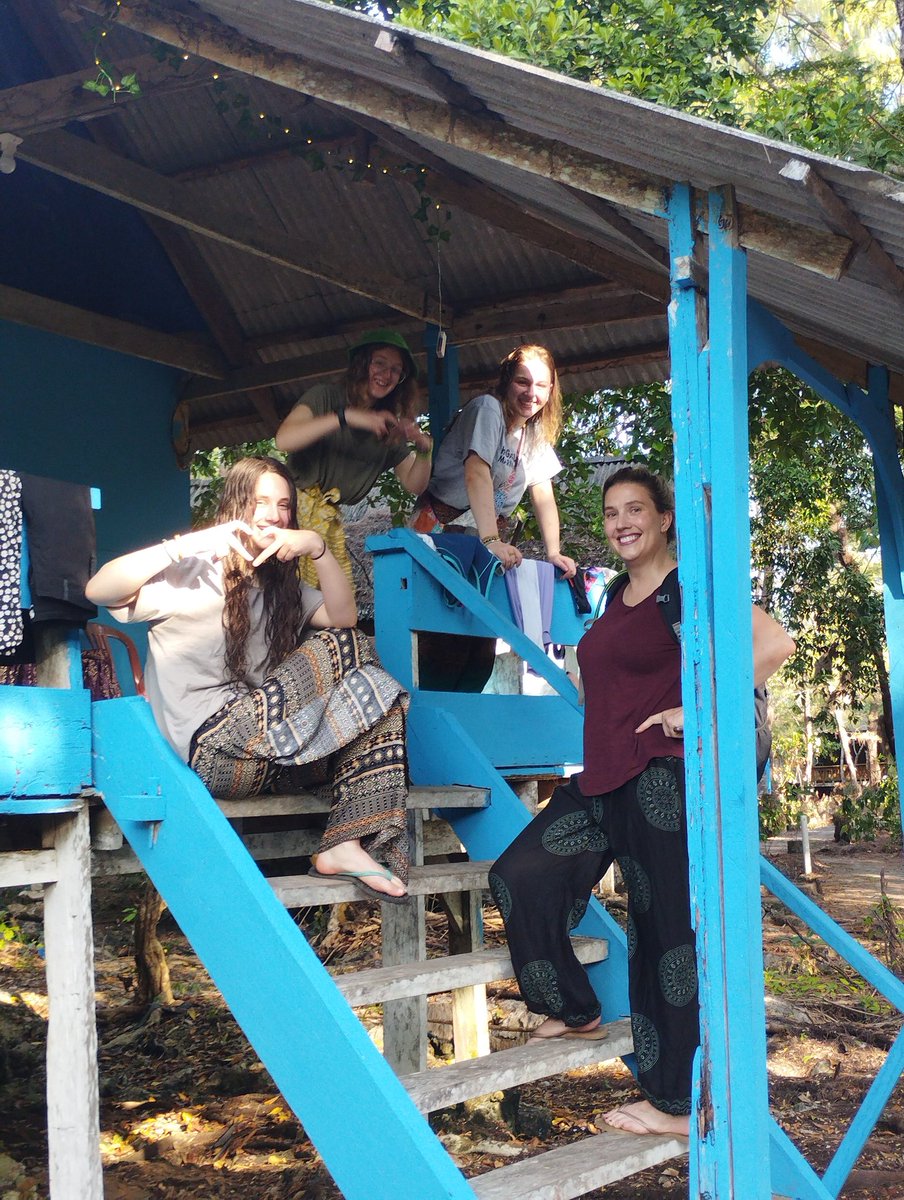 bolhs_science's tweet photo. This is how we live on Hoga with @opwall. 2 or 3 to a house, each supplied + serviced by a local family to generate income. Built in mosquito control/alarm clock geckos; 2 buckets in ensuite bathrooms; salt water for flushing, 5 scoops of fresh a day for washing. #indonesia2023 https://t.co/aqjmGtUuII