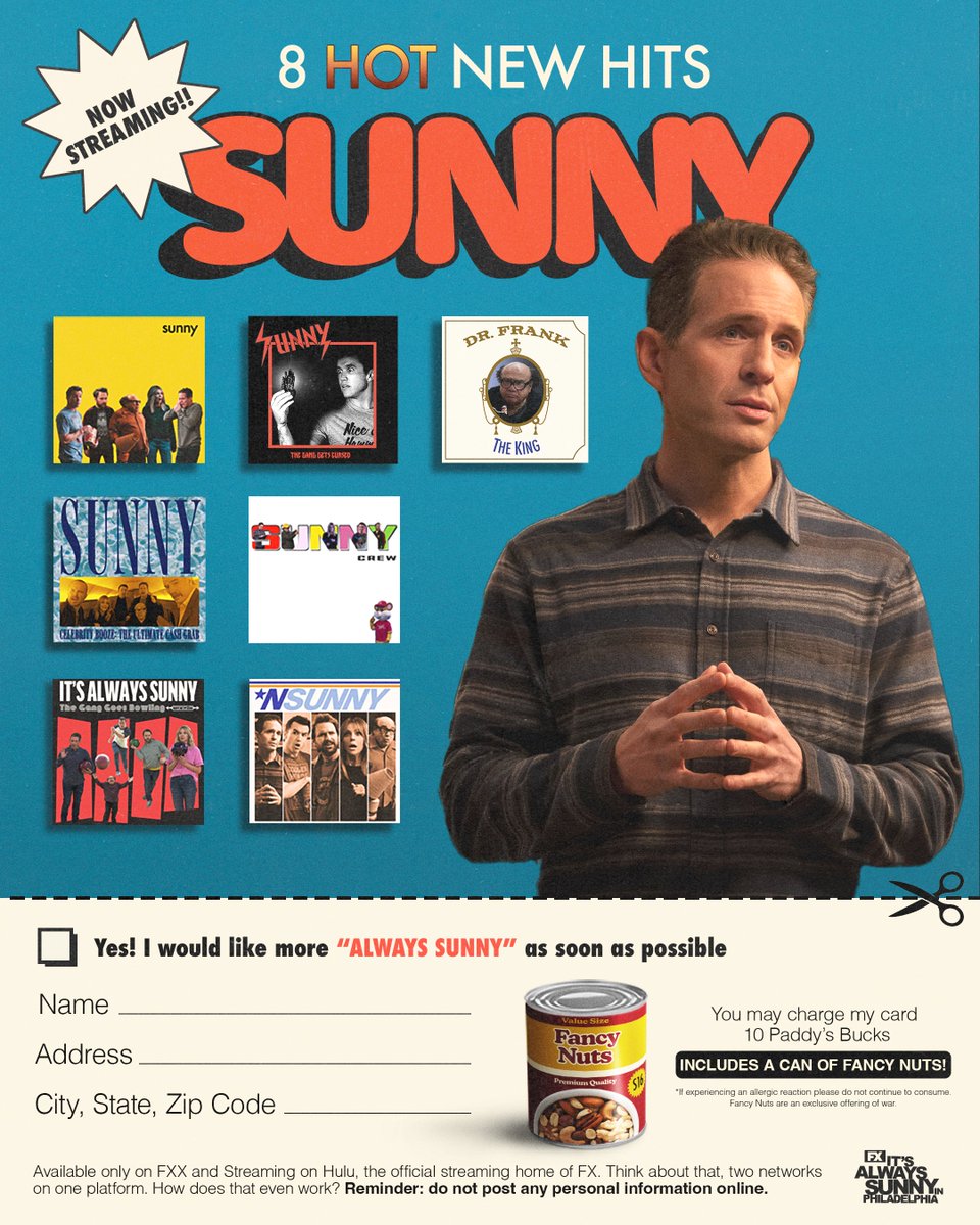 alwayssunny's tweet photo. The sound of summer is the gang screaming bloody murder. The complete 16th season of FX's It's Always Sunny in Philadelphia is now streaming on Hulu. https://t.co/tah5IpOx5m