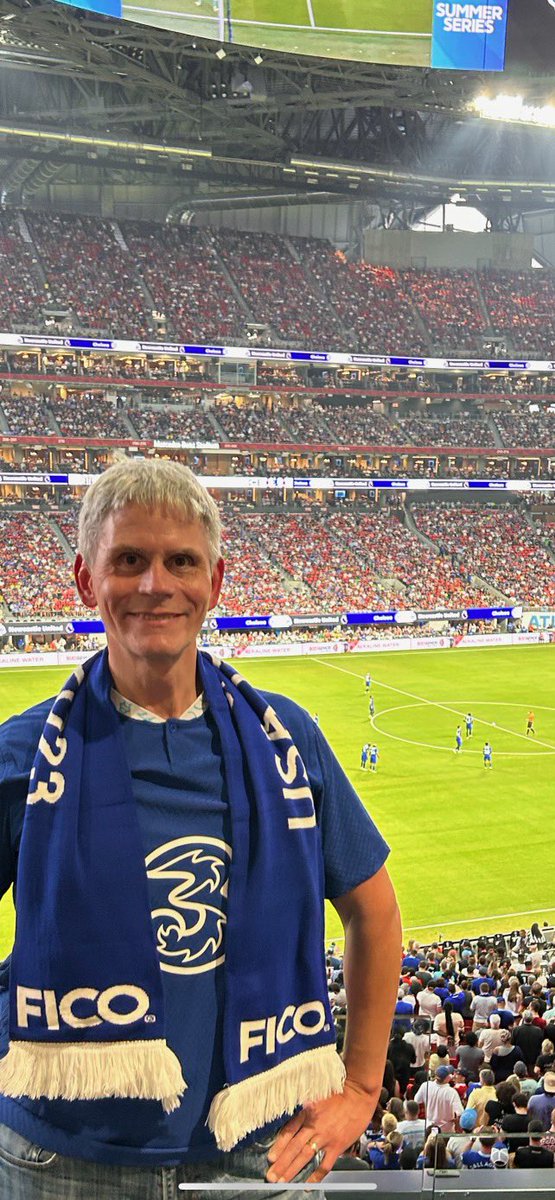 ScottZoldi's tweet photo. In #Atlanta to catch the match between @ChelseaFC and @NUFC! Proud of @FICO’s relationship with the team and the great #ScoreABetterFuture work we’re doing together. #financialliteracy #ChelseaFan https://t.co/HPyjrHsDRR