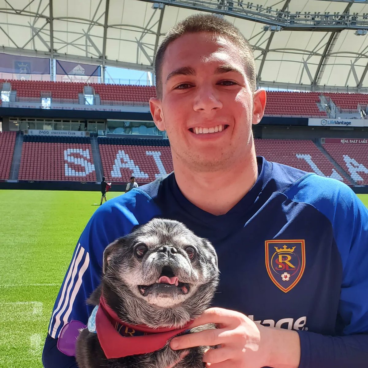 a2pugmom's tweet photo. Freens it's @realsaltlake Game day for #LeaguesCup2023 vs Monterrey. Our freen Gavin Beavers @gbeav13 is in goal tonight &amp; we had to share our pics with him for support. Let's Go Gav and RSL! #Ahsoka #Padme #RSLdogs #utahpugs #pugsofutah #grumblegirls #grumble_inc #rsltid https://t.co/eBvwQaBpDy