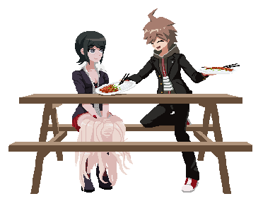 LKsixtyfour's tweet photo. It's been 11 years since Kodaka persuaded Narita to write the IF novel with yakiniku barbeque🥩. So I made a fanart based on it. Happy 11th anniversary, DR2 https://t.co/d1QYsguu1n