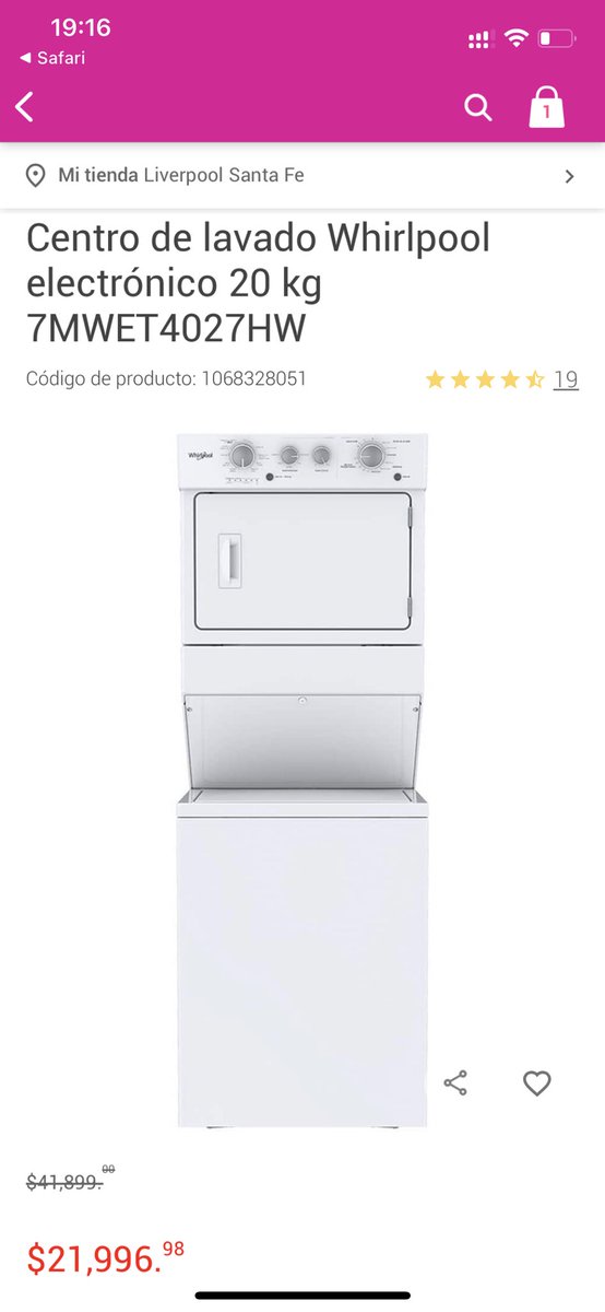 jacanizo's tweet photo. @liverpoolmexico por que la lavadora la anuncian en $21,996 y ya que haces el check out 41,899 (precio sin descuento)?? https://t.co/XnhYOd9L45