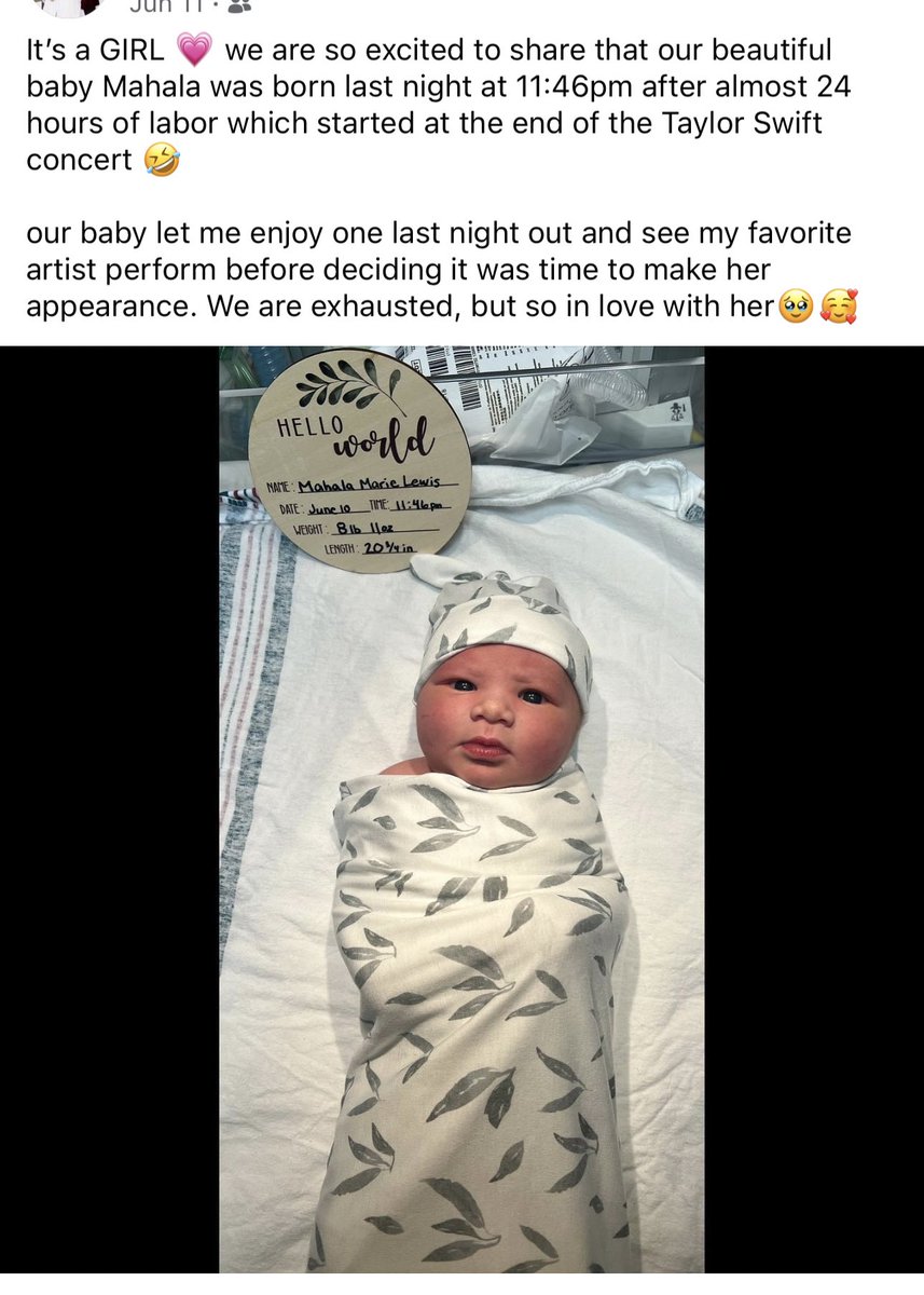 kayleighrenel's tweet photo. If there’s one thing downtown traffic woes didn’t slow down during Taylor Swift’s concert, it was the birth of a healthy babygirl, Mahala 🎀

Here’s the story! https://t.co/l1P3oo5FIs