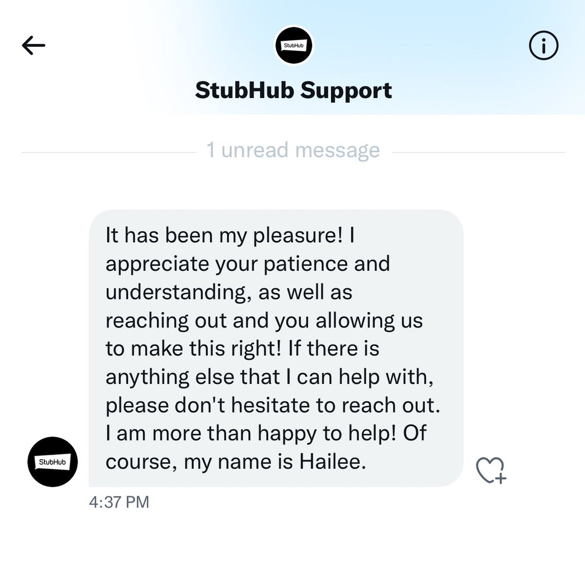 teocristea's tweet photo. Hailee from @TeamStubHub, you really turned this around. This person was compassionate and so action driven, and actually helped make our #ErasTour dreams happen. THANK YOU!

Cc: @taylornation13 y’all should recruit them! https://t.co/8z4V8FKrhV