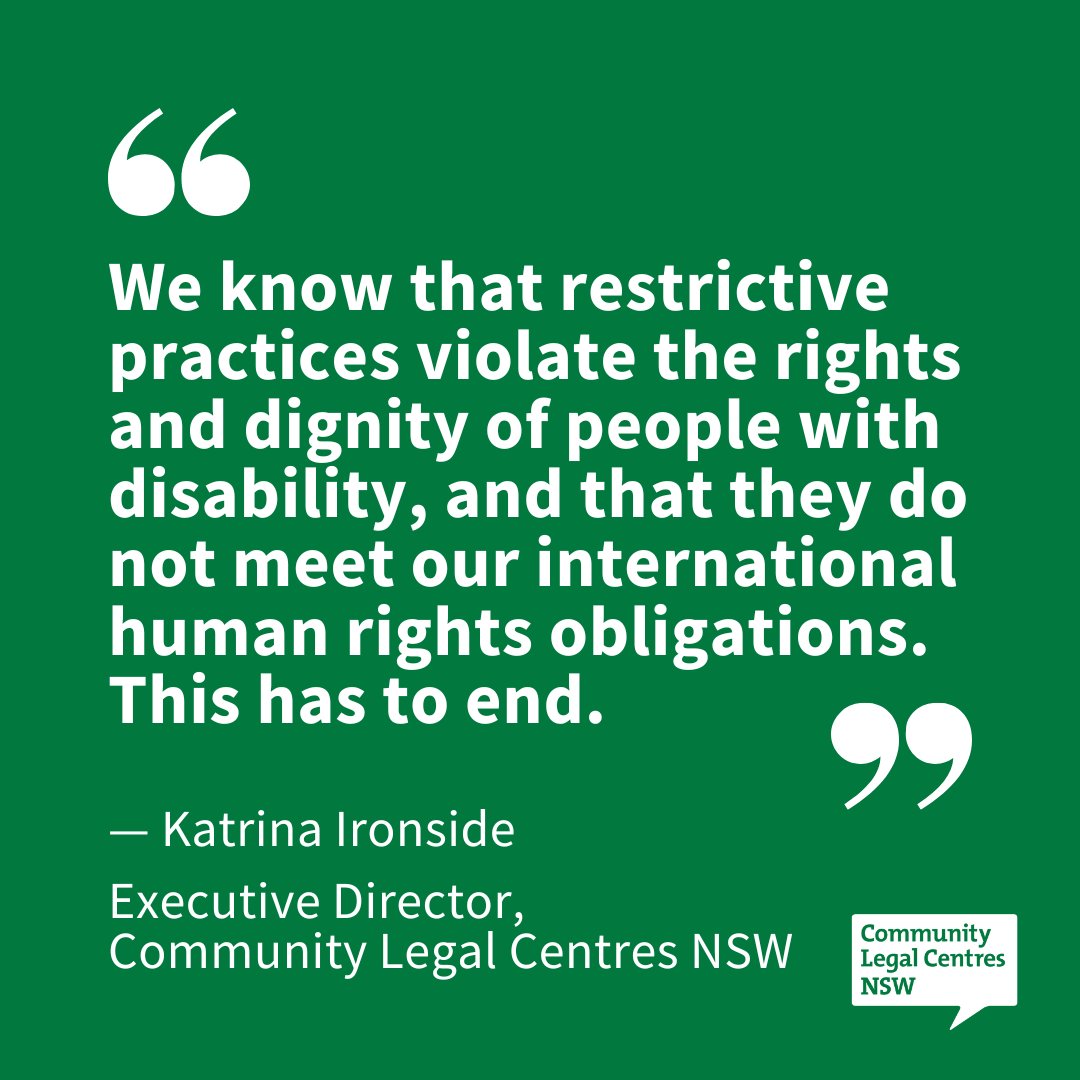 clcnsw's tweet photo. The Disability Royal Commission @DRC_AU this week released a report on restrictive practices: practices and interventions that restrict the freedom of people with #disability. It states that #RestrictivePractices are a significant form of violence and coercion. https://t.co/AmKCimEWTO