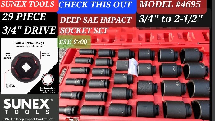 backwoodsdiy's tweet image. Check out @SunexTools Preview video on #Youtube for this 29PC 3/4&quot; Dr. DEEP SAE IMPACT socket set #4695 #Sunex #sunextools #tradesman #tools
