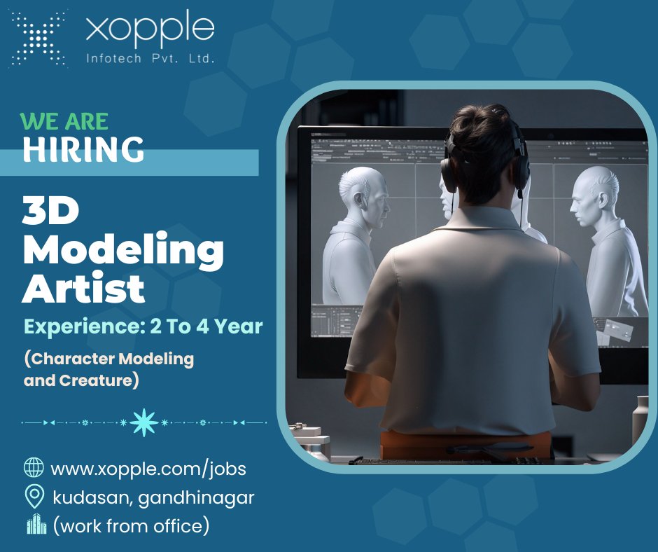 xopple_infotech's tweet photo. Xopple Infotech Pvt. Ltd. is looking for #3D #Modeling #artist
Position : 3D Modeling Artist
Exp: 2 to 4 years
Must be excellent in 3D #Characters / #Creature
Apply: https://t.co/j5yFOP0wR9
#mediclaim #3DModelingArtist #sculpting #CG #texturing #animation #modeling #graphics https://t.co/D5eGwE8qa4