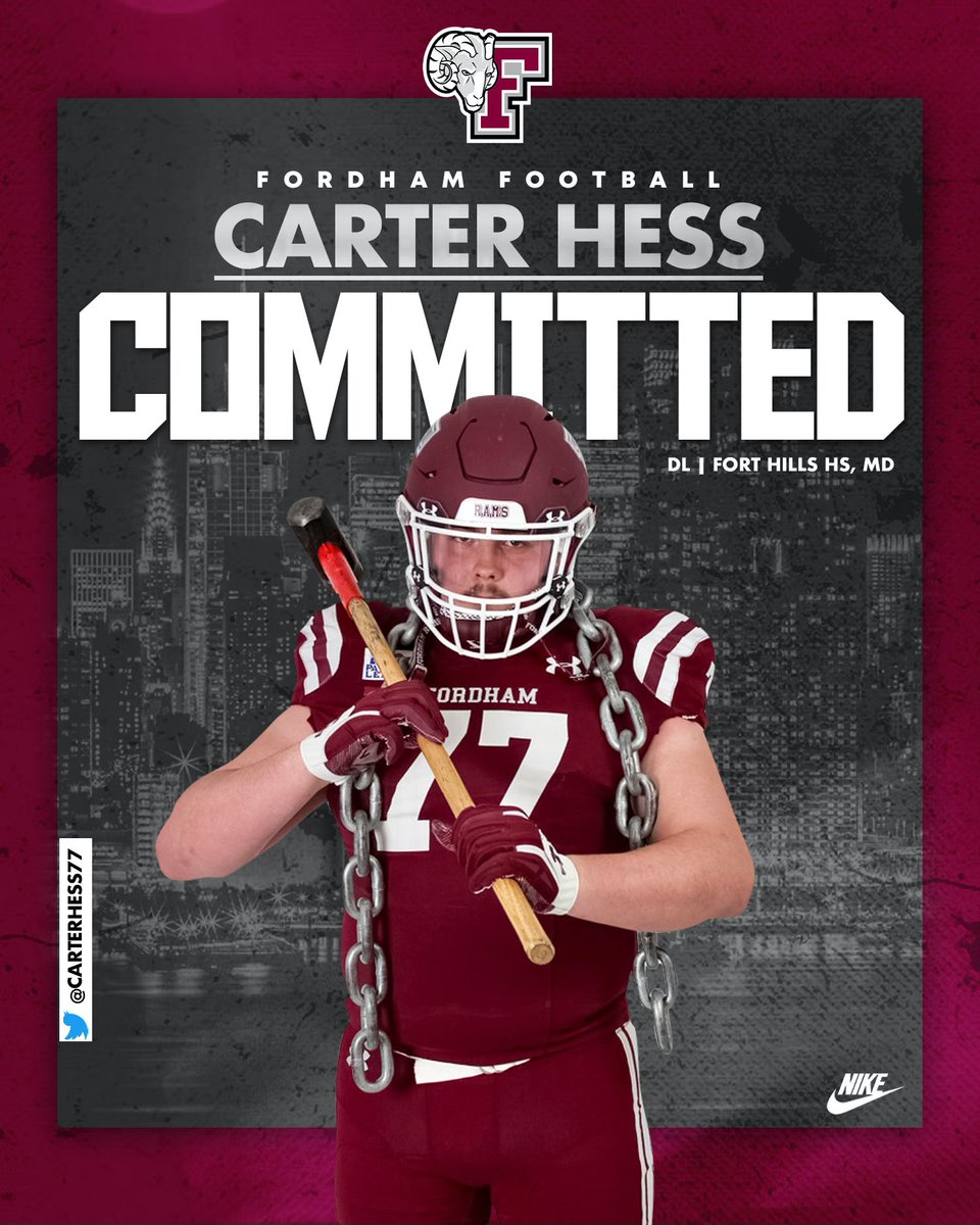 Carter (@carterhess77) on Twitter photo I'm excited to announce my Division 1 commitment to Fordham University! GORAMS! <a href="/FH_Football/">Fort Hill Sentinels</a> <a href="/z3alkire/">Zack Alkire</a> <a href="/_CoachBurns/">𝗖𝗢𝗥𝗘𝗬 𝗕𝗨𝗥𝗡𝗦</a> <a href="/Coach_Conlin/">Joe Conlin</a> <a href="/coachgant14/">Allen Gant Sr.</a> <a href="/FORDHAMFOOTBALL/">Fordham Football</a> I'm excited to announce my Division 1 commitment to Fordham University! GORAMS! <a href="/FH_Football/">Fort Hill Sentinels</a> <a href="/z3alkire/">Zack Alkire</a> <a href="/_CoachBurns/">𝗖𝗢𝗥𝗘𝗬 𝗕𝗨𝗥𝗡𝗦</a> <a href="/Coach_Conlin/">Joe Conlin</a> <a href="/coachgant14/">Allen Gant Sr.</a> <a href="/FORDHAMFOOTBALL/">Fordham Football</a>