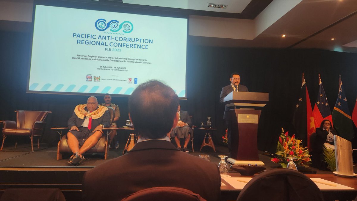SonjaStTr's tweet photo. 📢At the Pacific #Anticorruption Regional Conference, impressive participation & unanimous messages from the President of Fiji, Attorney-General and Minister of Justice & FICAC Commissioner about the importance of regional unity + cooperation to ensure impact.
#PacificAct https://t.co/fKM1jsd5jI
