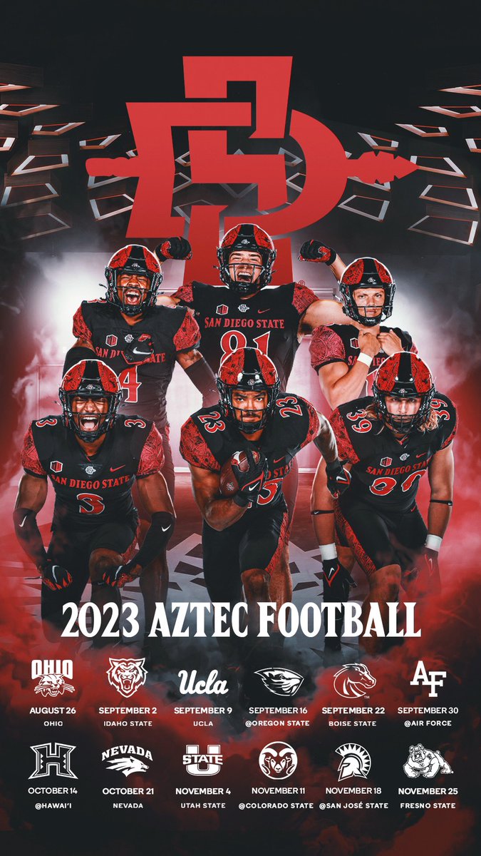 Need a new refresh for that phone lock screen? 📱 Save this image then go into your Wallpaper settings and lock in our 2023 schedule! #WallpaperWednesday   To order your season tickets call 619-283-SDSU. Visit GoAztecs.com/FBseasontix for more info.