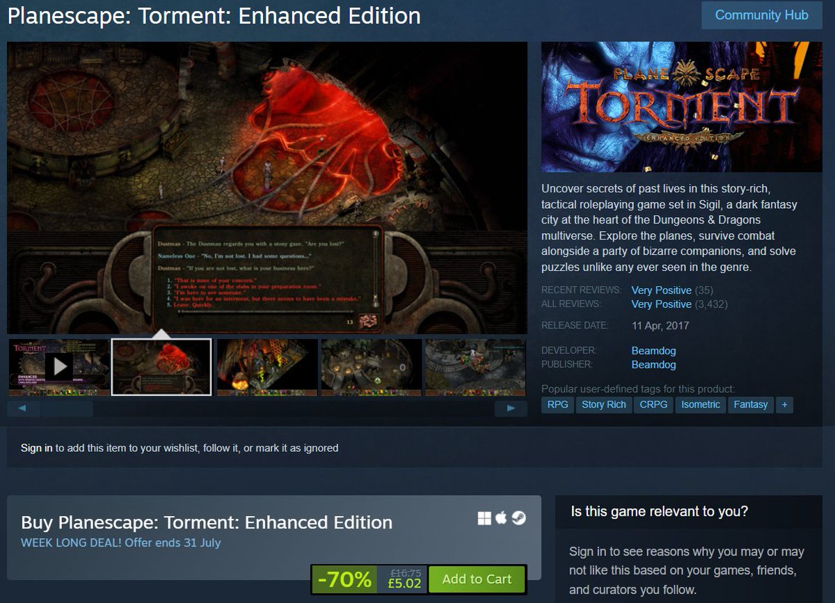 breadthaumazein's tweet photo. planescape torment 70% off get it guys https://t.co/Q9CcEtKkhO