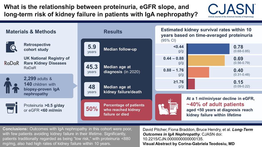 CmnoNefrologia's tweet photo. 🔺Primer estudio que analiza pacientes con IgA y ⬇️ riesgo de progresión renal.
 
🔹Outcomes: En pacientes con Dx antes de los 5️⃣0️⃣ años y proteinuria < 1gr/día + pérdida de 1ml/min de TFG, hasta el 40% estarán en estadio G5.

doi: https://t.co/DriAW6ZwzX https://t.co/mWjCTkyl0Z