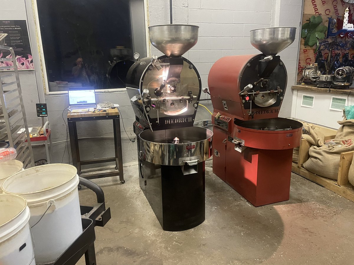 WildGoatFarm's tweet photo. My name is Dave and I believe in naming inanimate objects that carry me (like ships). These are my #coffeeroasters #Elvis (left)  and #Marlene (right) @DiedrichRoaster https://t.co/mmc7TfTab4