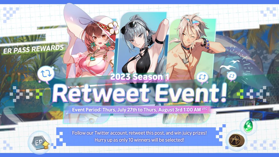 _EternalReturn_'s tweet image. The first season of Eternal Return 1.0 is here! 
To celebrate, we're giving away FREE STUFF💥
 
Just follow us and RT this until Aug. 3rd 2 AM (UTC)!

💌Rewards (10 people)
🎁 2023 Season 1 ER Pass
✨ 10,000 A-Coin
💎 1,000 Event NP (3 Days)
