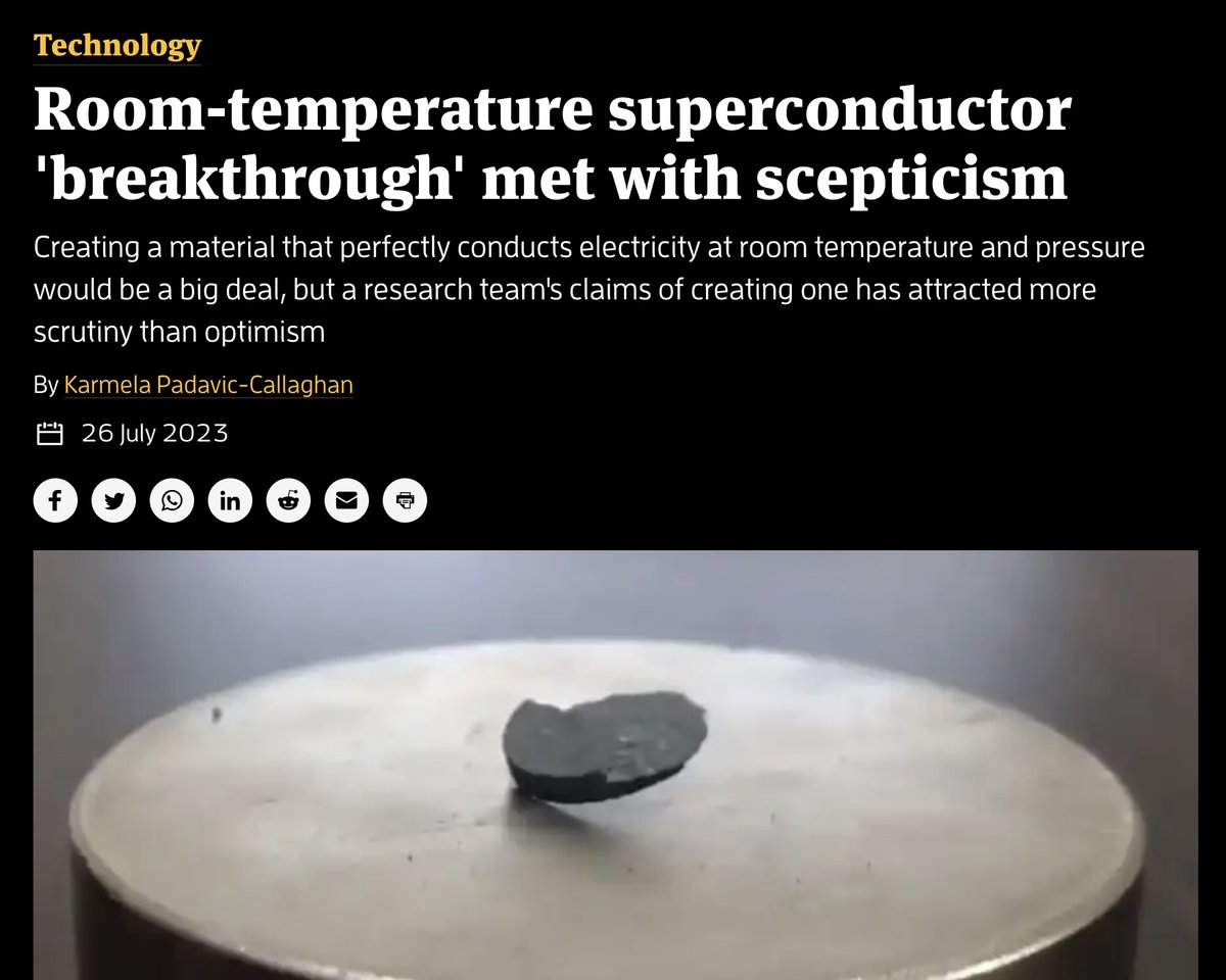 1/26 I don't know if LK-99 is going to be legit...

...but here is a comprehensive, yet totally accessible thread on why room temperature superconductors are an exciting proposition.

ELI5 - here it is:

🧵👇