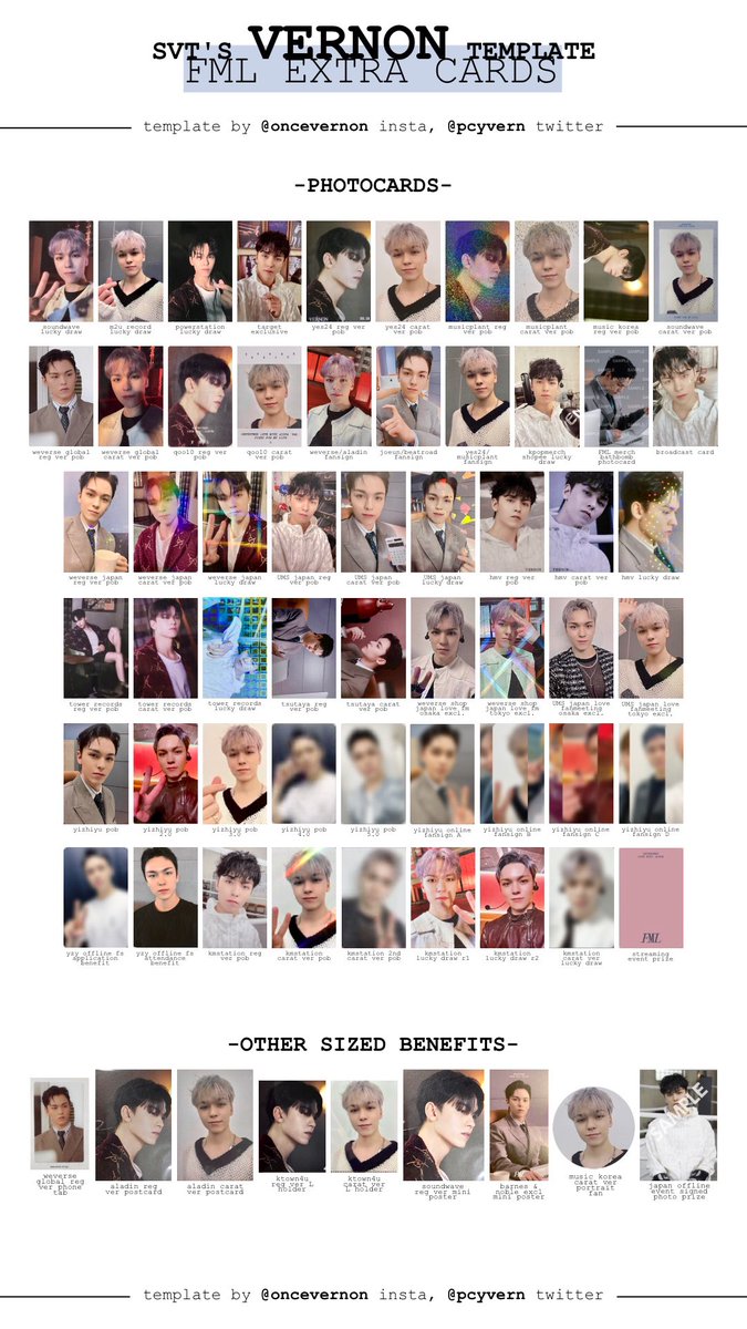 huge seventeen fml pob/fansign/lucky draw extra photocards