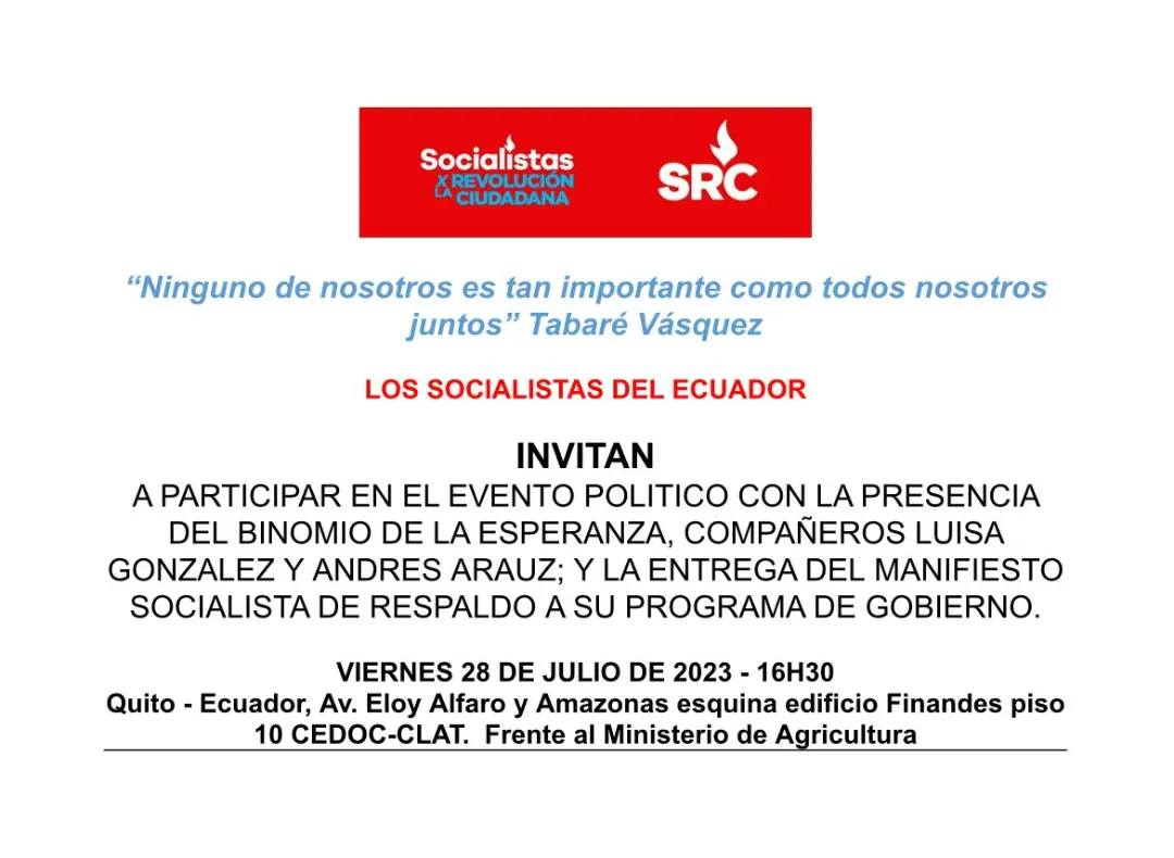silviasalgadoan's tweet photo. Para consolidar un bloque popular, por un Programa político progresista, para recuperar un Ecuador de paz y de justicia social, los SOCIALISTAS del país respaldamos al Binomio  Luisa González y Andrés Arauz 
@MashiRafael 
@LuisaGonzalezEc 
@ecuarauz 
@pierinaescorrea 
@compalenin https://t.co/bF4OutYgzG