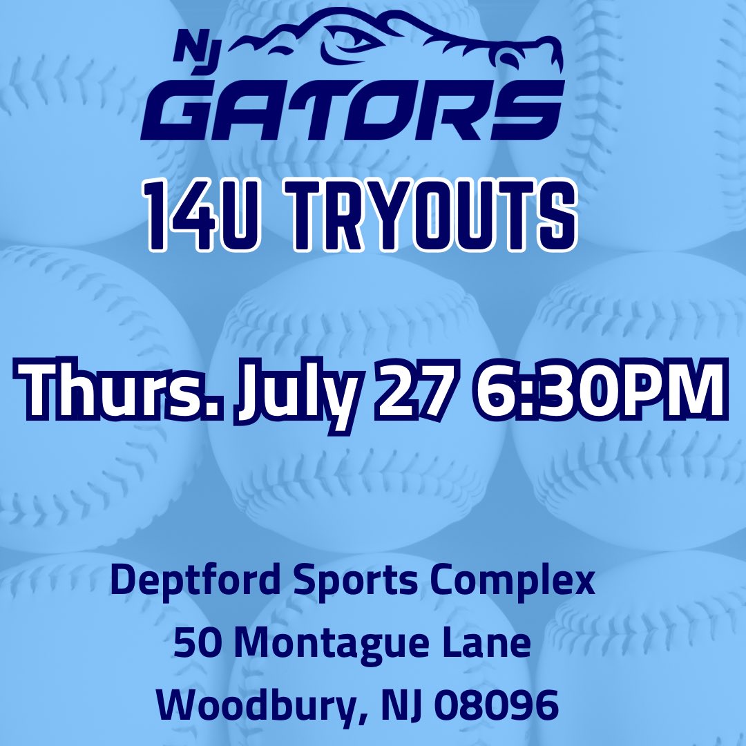 14U TRYOUTS! Experience the difference with the NJ Gators organization.
